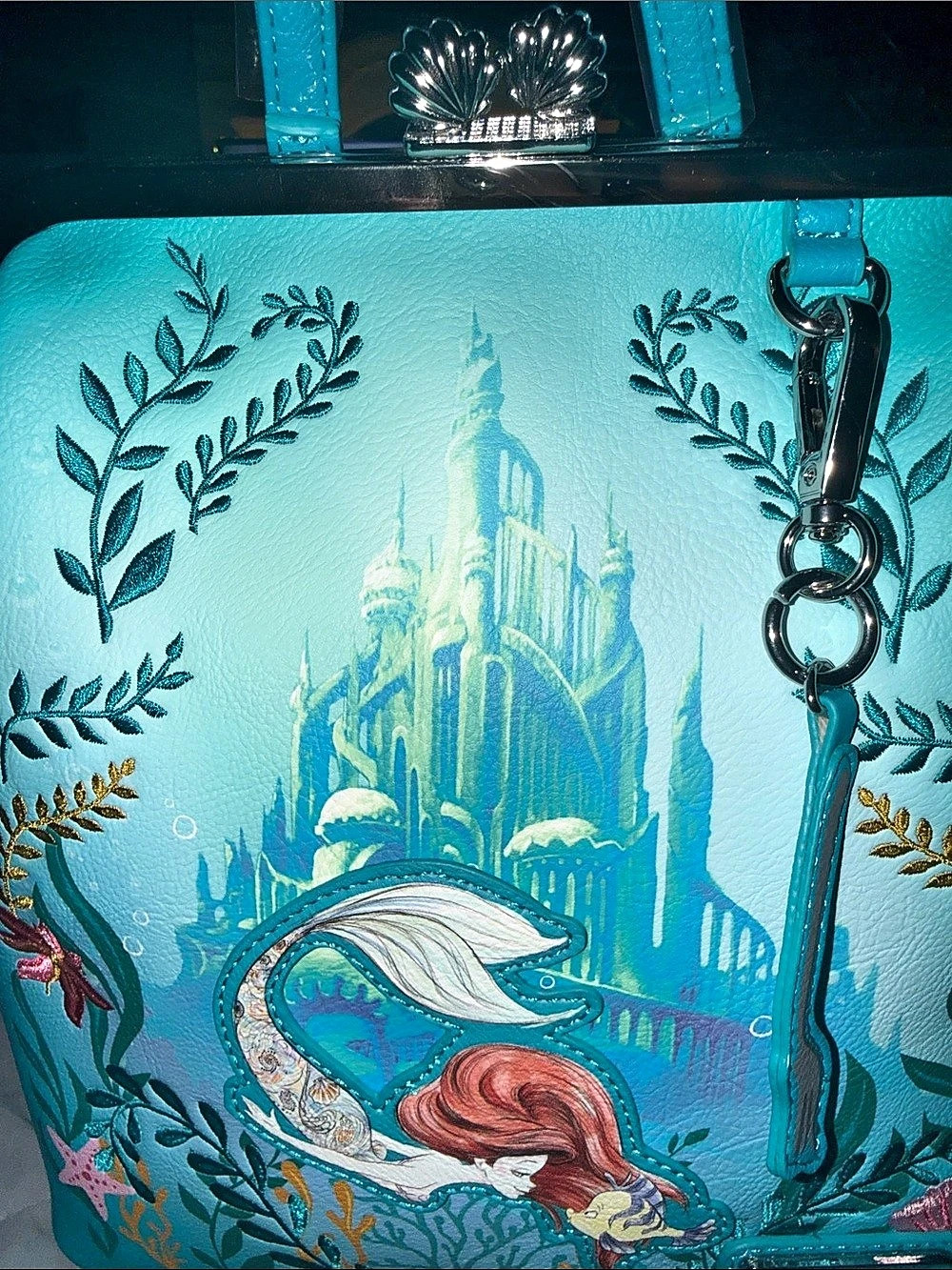 Loungefly Disney The Little Mermaid Ariel Floral Kisslock Mini Backpack handbag